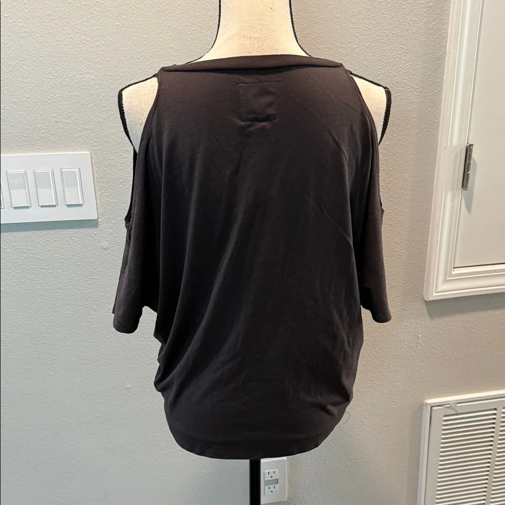NWT CHASER Cold Shoulder Oversized Dolman Black V-Neck Women's Top Size S